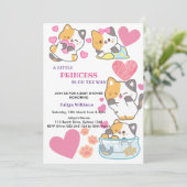 kat thema meisje baby shower kaart (Staand voorkant)