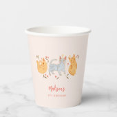 Kat thema Meisje Verjaardagsfeest Papieren Bekers (Voorkant)