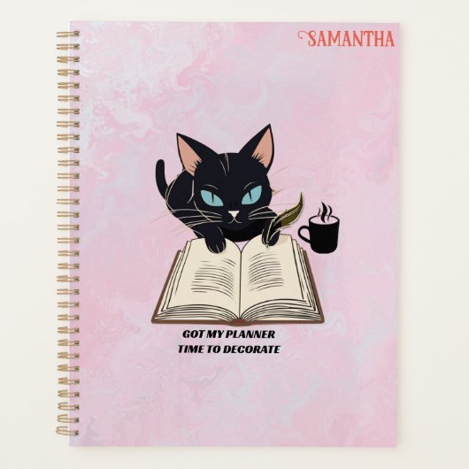 Kat-thema Planner, Zwarte Kat Mam Custom [jaar] Planner (Voorkant)