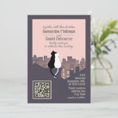 Kat-thema QR-code huwelijksuitnodiging ontwerp Kaart (Staand voorkant)