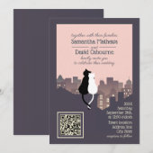 Kat-thema QR-code huwelijksuitnodiging ontwerp Kaart (Voorkant / Achterkant)