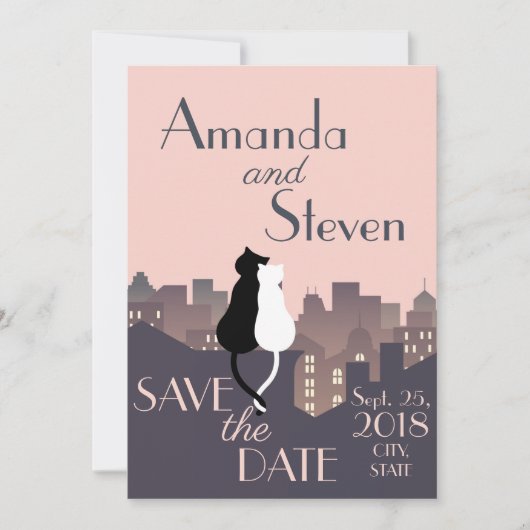 Kat-thema trouwontwerp kaart (Voorkant)