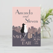 Kat-thema trouwontwerp kaart (Staand voorkant)