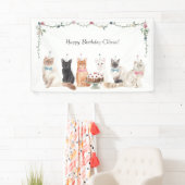 Kat Theme Party Banner, Cat Birthday Party Spandoek (Insitu)
