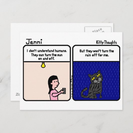 Kat Thoughts Briefkaart (Voorkant / Achterkant)