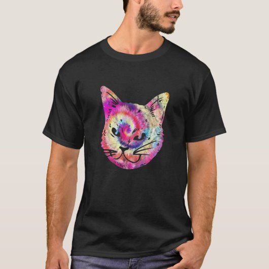 Kat Tie Dye Kitten Kitty Kat Moeder Kat Vader Vint T-shirt (Voorkant)
