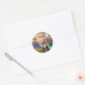 Kat (Tijger) - Herfstzon Ronde Sticker (Envelop)