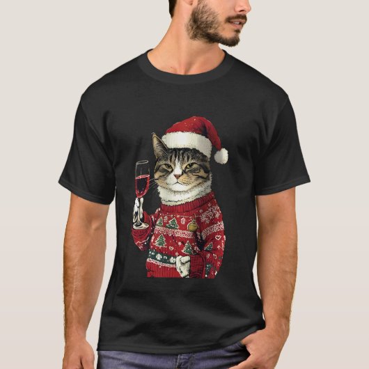 kat Toast Vier Kerstmis Kunstprint T-shirt (Voorkant)