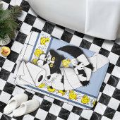 Kat toiletpapier blauw geel badmat