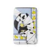 Kat toiletpapier blauw geel badmat (Voorkant Verticaal)
