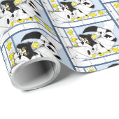 Kat toiletpapier blauw geel cadeaupapier (Rol Hoek)