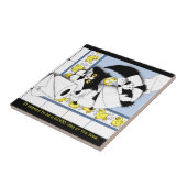 Kat toiletpapier blauw geel tegeltje (Zijkant)