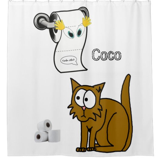 Kat-toiletpapier voor douchetgordijnen douchegordijn (Voorkant)