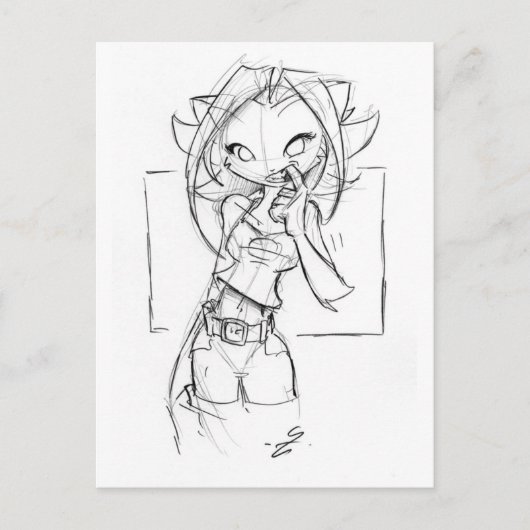 Kat Tooth Pick Briefkaart (Voorkant)