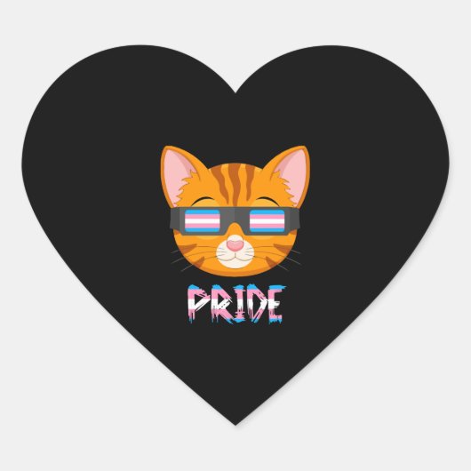 Kat Transgender Vlag LGBT Hart Sticker (Voorkant)