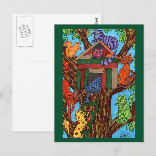 Kat Tree House Briefkaart (Voorkant / Achterkant)