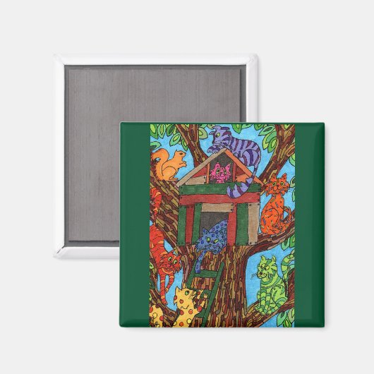 Kat Tree House Magneet (Voorkant / Achterkant)