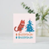 Kat Trimmen van de Kerstboom Briefkaart (Staand voorkant)