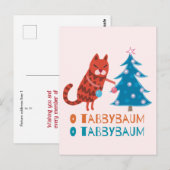 Kat Trimmen van de Kerstboom Briefkaart (Voorkant / Achterkant)