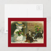 Kat Trio en Snowman Briefkaart (Voorkant / Achterkant)