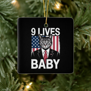 Kat Trump 9 leeft Baby Grappige Trump Kat Keramisch Ornament