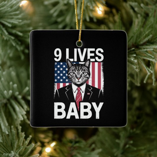Kat Trump 9 leeft Baby Grappige Trump Kat Keramisch Ornament (Boom)