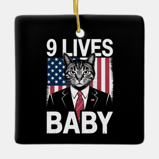 Kat Trump 9 leeft Baby Grappige Trump Kat Keramisch Ornament (Voorkant)