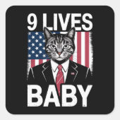 Kat Trump 9 leeft Baby Grappige Trump Kat Vierkante Sticker (Voorkant)