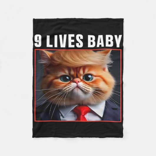 Kat Trump 9 leeft slecht grappige Trump meme Fleece Deken (Voorkant)