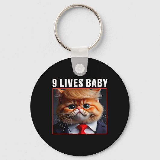 Kat Trump 9 leeft slecht grappige Trump meme Sleutelhanger (Voorkant)