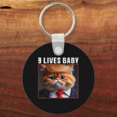 Kat Trump 9 leeft slecht grappige Trump meme Sleutelhanger (Voorkant)