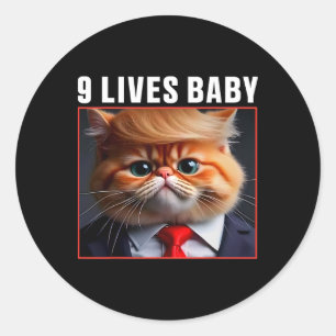 Kat Trump 9 Levens Door Grappige Stem Op Trump Kat Ronde Sticker