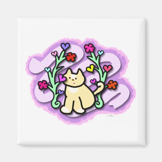 Kat Tuin Gevuld met Liefde en Kleur Magneet (Voorkant)