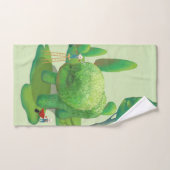 Kat Tuinmannen Groene Topiaire Dieren Surrealistis Handdoek (Handdoek)