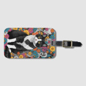 Kat tussen de bloemen bagagelabel (Voorkant (horizontaal))