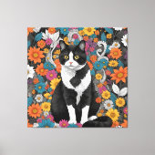 Kat tussen de bloemen canvas afdruk (Voorkant)