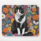 Kat tussen de bloemen muismat (Voorkant)