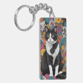 Kat tussen de bloemen sleutelhanger (Voorkant Links)