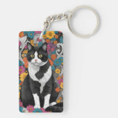 Kat tussen de bloemen sleutelhanger (achterkant)