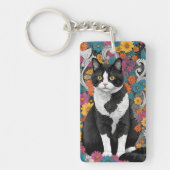 Kat tussen de bloemen sleutelhanger (Voorkant)