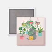 Kat Tussen Planten Grappig Magneet (Voorkant / Achterkant)
