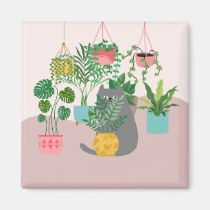 Kat Tussen Planten Grappig Magneet