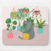 Kat Tussen Planten Grappig Muismat (Voorkant)