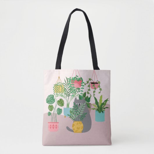 Kat Tussen Planten Grappig Tote Bag (Voorkant)