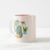 Kat Tussen Planten Grappig Tweekleurige Koffiemok (Voorkant links)