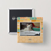 Kat Tutor Vierkante Button 5,1 Cm (Voorkant /achterkant)