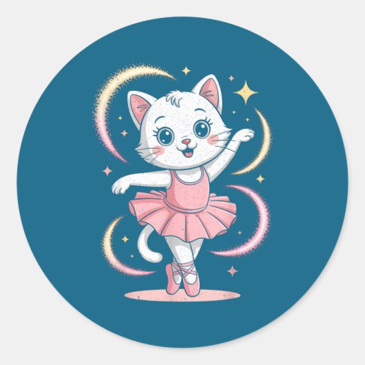 Kat Tutu Ballet Dansen Ballet Ronde Sticker (Voorkant)