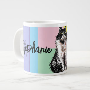 Kat Tuxedo Pastel Katten Vrouwen Pastel Kleuren Grote Koffiekop
