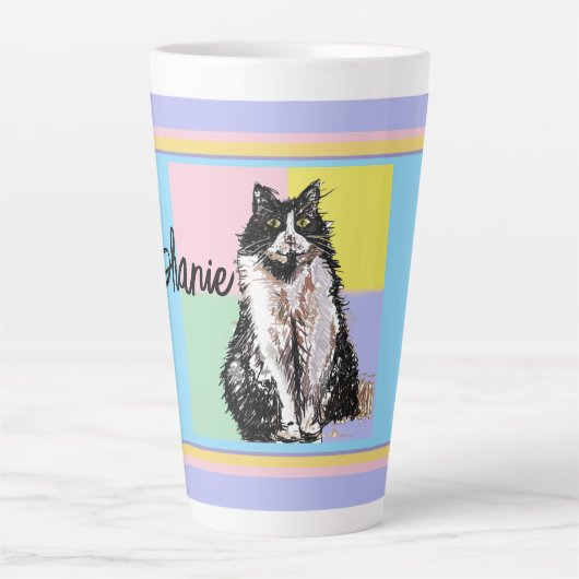 Kat Tuxedo Pastel Katten Vrouwen Pastel Kleuren Latte Mok (Voorkant)
