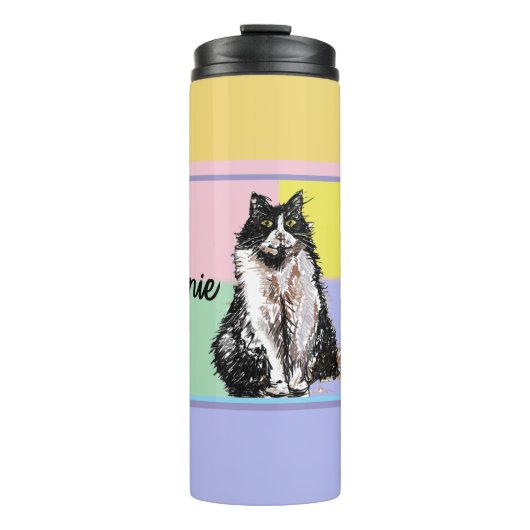 Kat Tuxedo Pastel Katten Vrouwen Pastel Kleuren Thermosbeker (Voorkant)